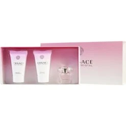 Versace Bright Crystal Eau De Toilette 0.17 Oz Mini & Body Lotion 0.8 Oz & Shower Gel 0.8 Oz