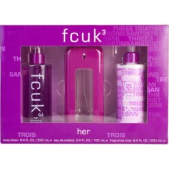 Fcuk 3 Eau De Toilette Spray 3.4 Oz & Body Lotion 8.4 Oz & Fragrance Mist 8.4 Oz