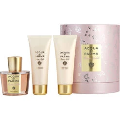 Acqua Di Parma Rosa Nobile Eau De Parfum Spray 3.4 Oz & Body Cream 2.5 Oz & Bath And Shower Gel 2.5 Oz