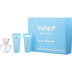 Versace Dylan Turquoise Eau De Toilette Spray 1.7 Oz & Body Gel 1.7 Oz & Shower Gel 1.7 Oz