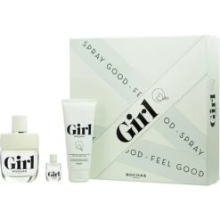 Rochas Girl Eau De Toilette Spray 3.4 Oz & Shower Gel 3.4 Oz & Eau De Toilette Spray 0.15 Oz Mini