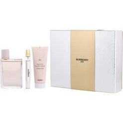 Burberry Her Eau De Parfum Spray 3.3 Oz & Body Lotion 2.5 Oz & Eau De Parfum Spray 0.33 Oz Mini